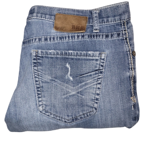 BKE Other - BKE Tyler 36R 36X30 MENS Straight Leg Whiskered Distressed Blue Jeans Fading